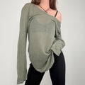 sheer khaki linen slouchy t-shirt