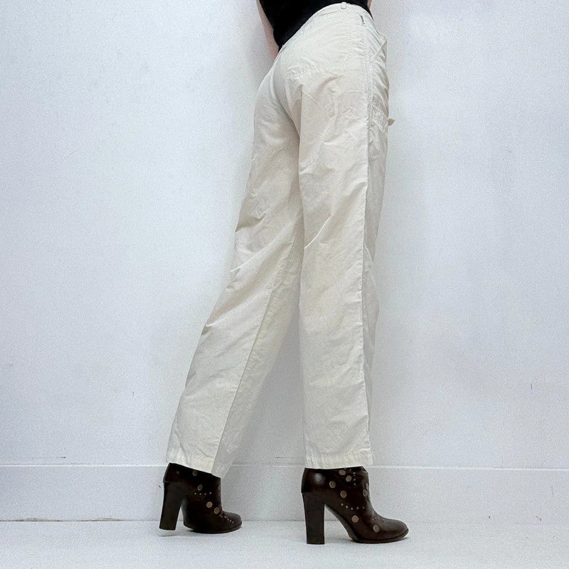 white straight leg utility trousers