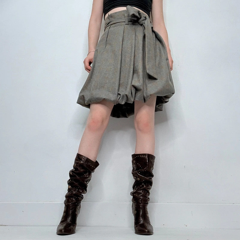 grey draped puff skirt