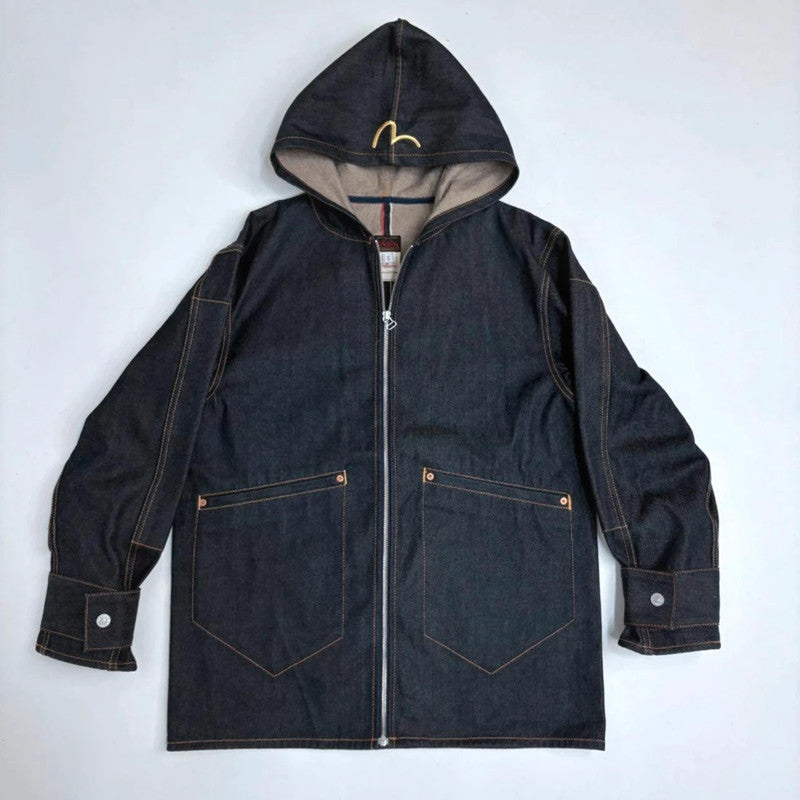salvage dark-denim Evisu zip hoodie jacket