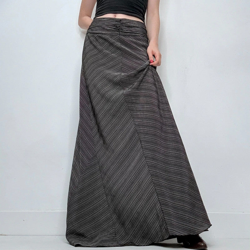 black pinstripe long maxi skirt