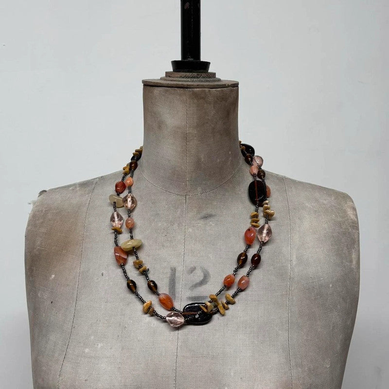 long crystal beaded boho necklace