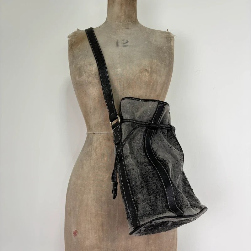 Vintage Lancel distressed leather Bucket bag