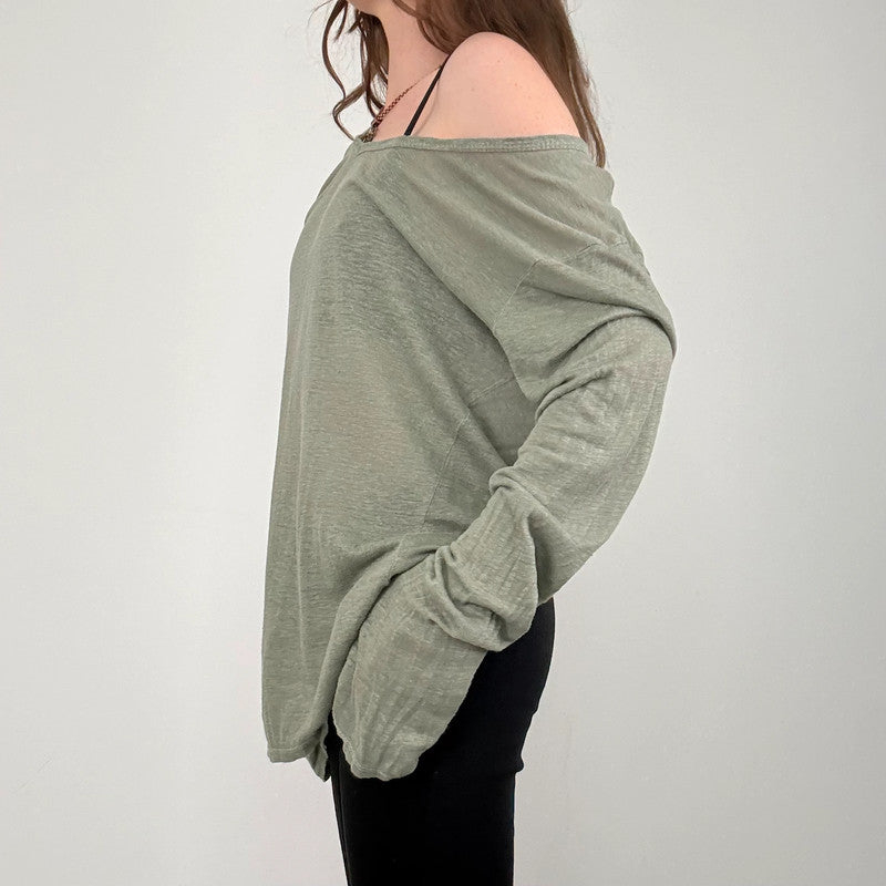 sheer khaki linen slouchy t-shirt