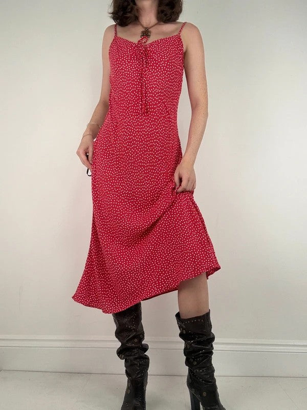 red polkadot cami slip maxi summer dress