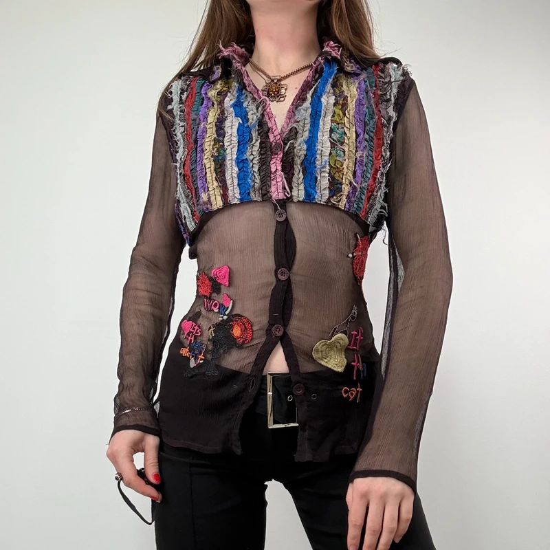 Desigual embroidered Sheer Shirt