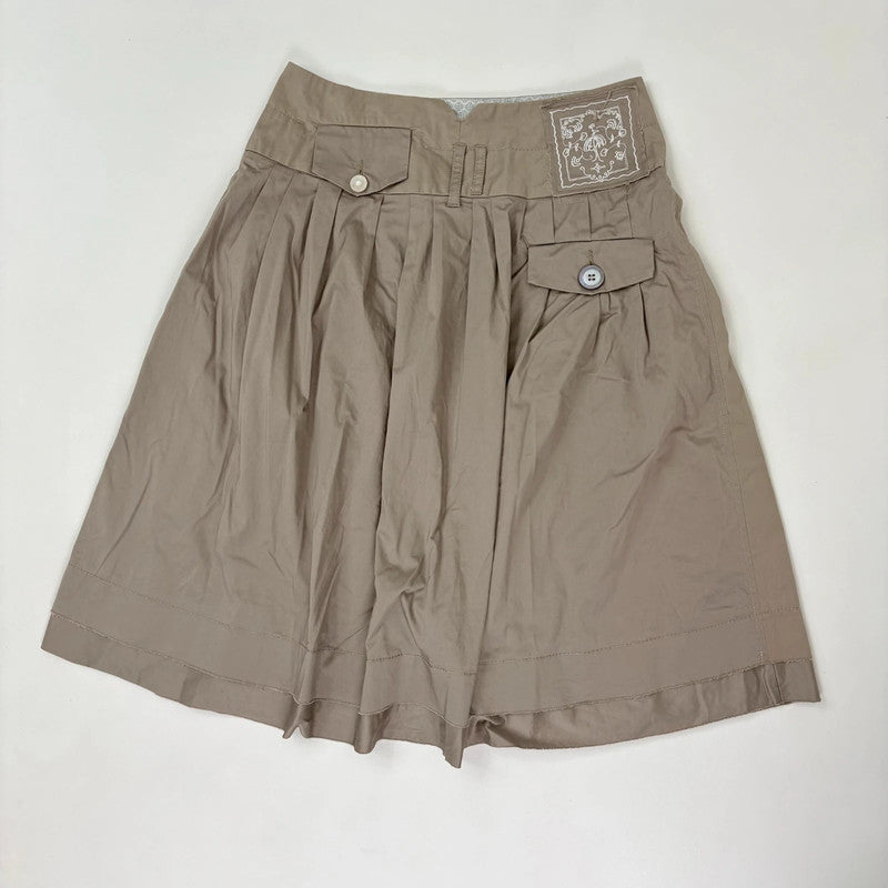 structured pleated khaki skirt