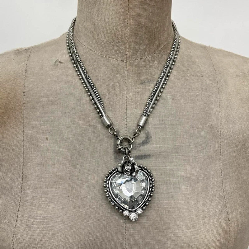 silver metal heart necklace
