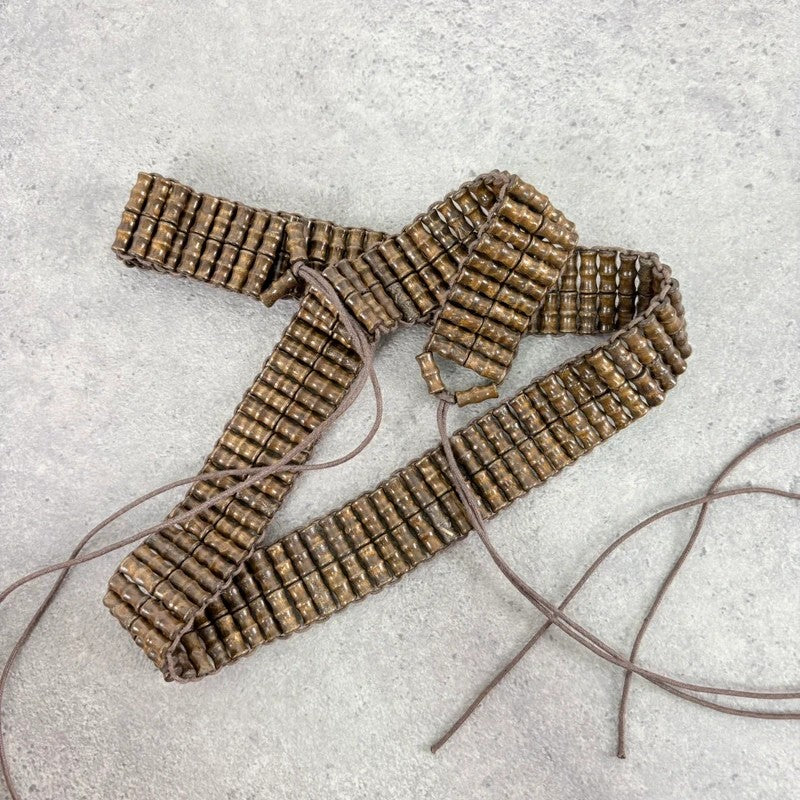 Brown beaded tie up belt