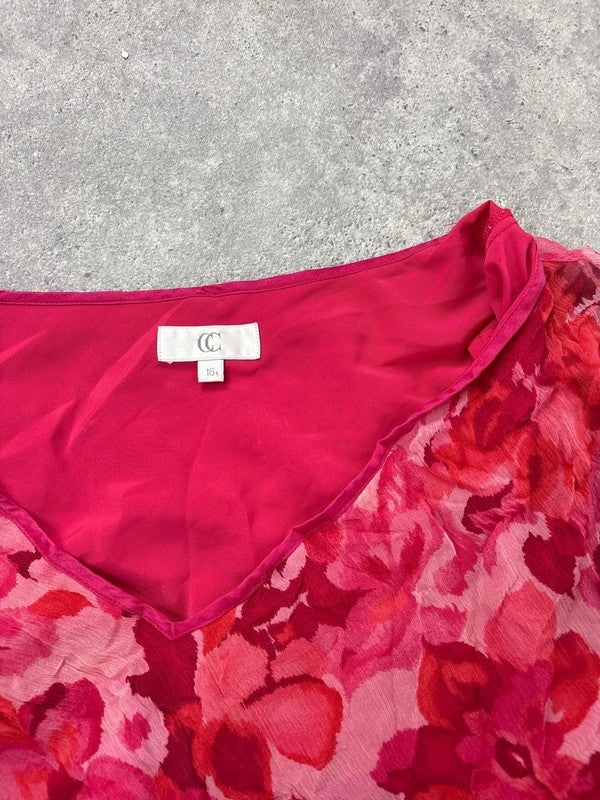 floral silk watercolour print flutter blouse