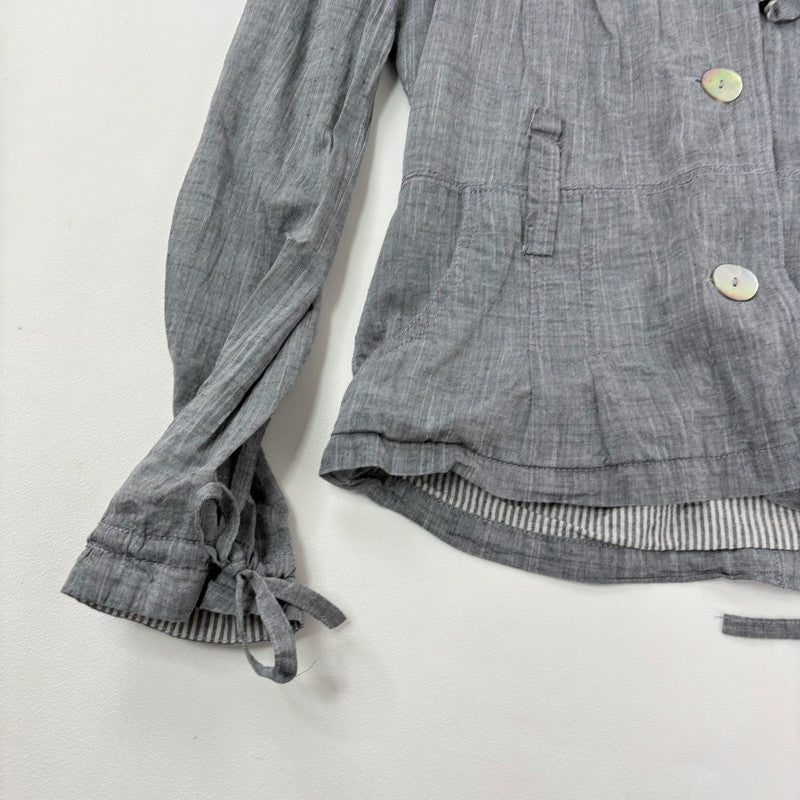 grey crinkle flared ruffle jacket