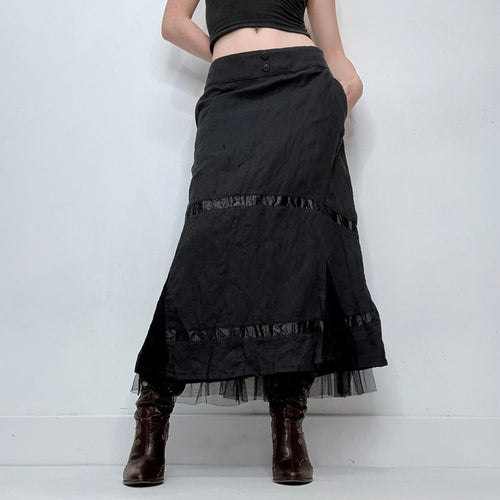 black lace gothic fairy maxi skirt