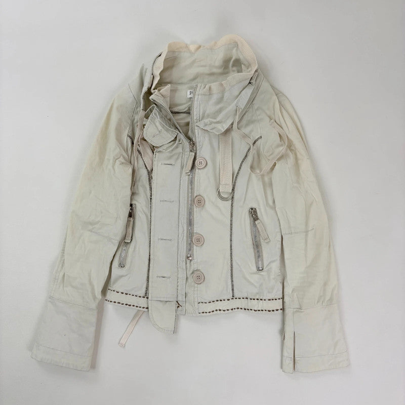 cream utility cropped fitted jacket