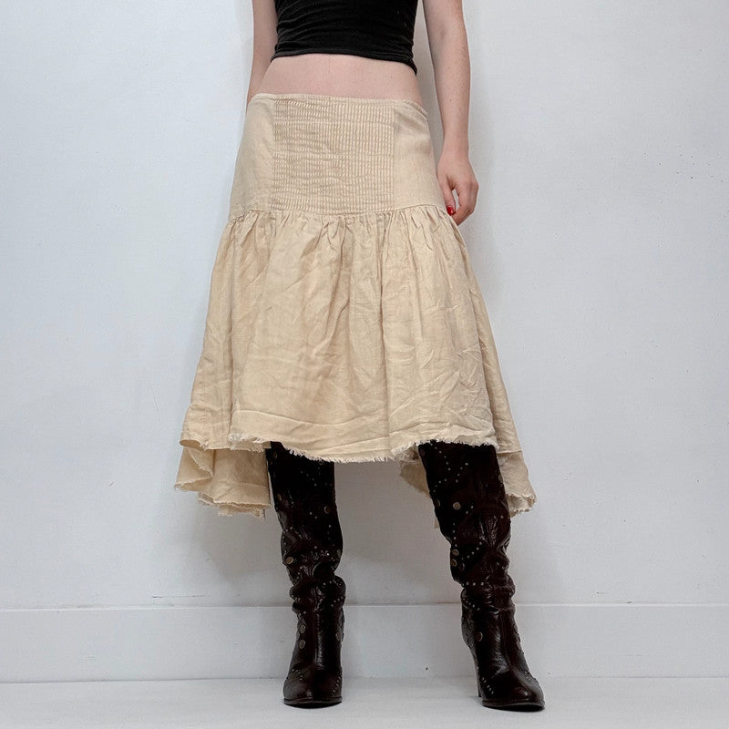 linen pleated gathered skirt