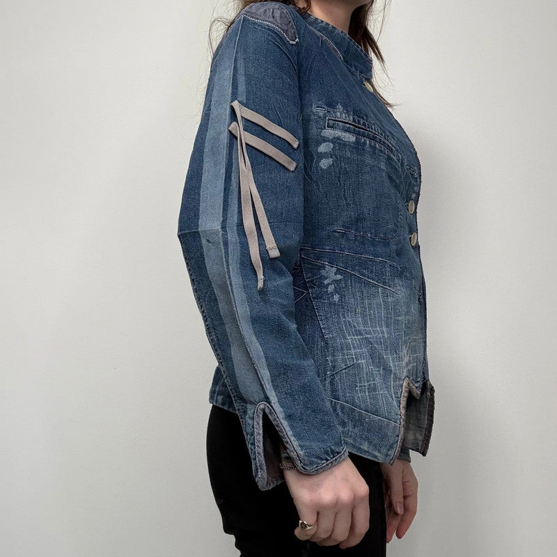 Marithé + François Girbaud distressed denim engineered jacket