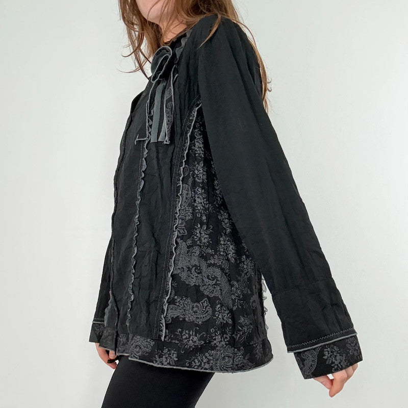 black lace boxy grunge shirt