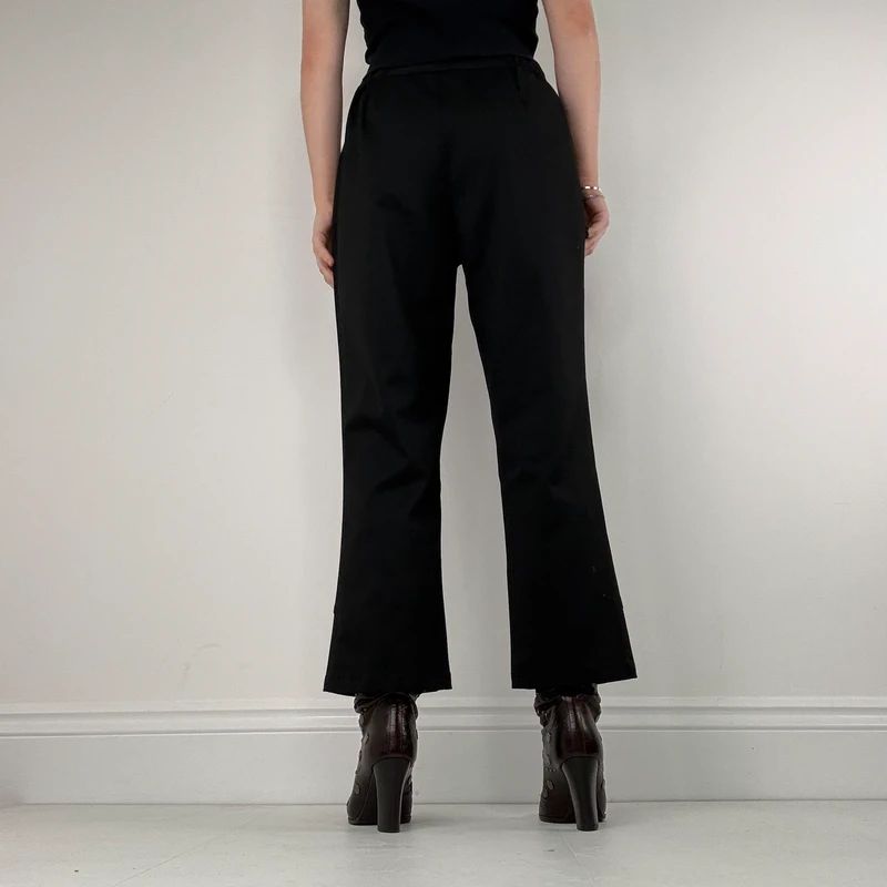 black asymmetric button grunge trousers