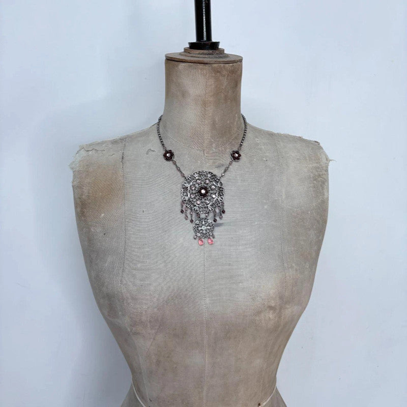 boho draped fairy silver necklace