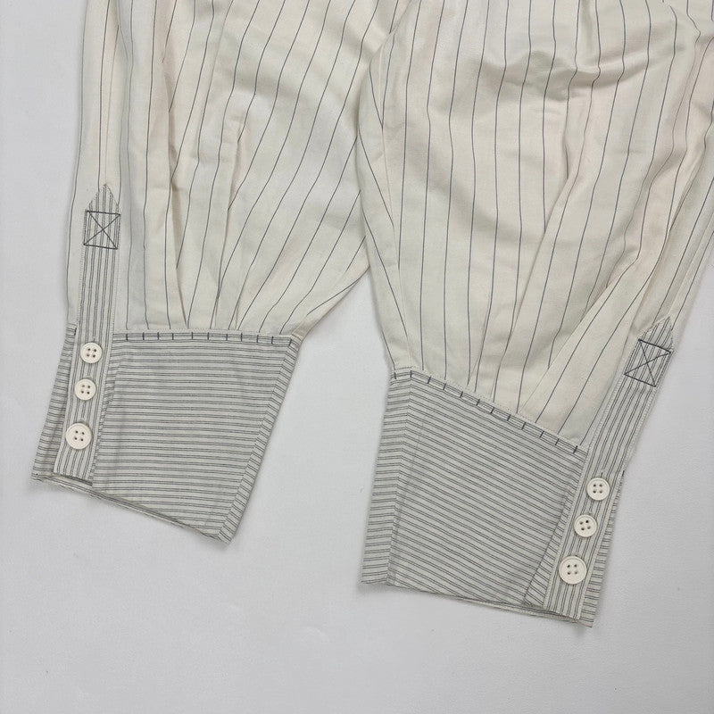 pleated pinstripe cropped cuffed trousers