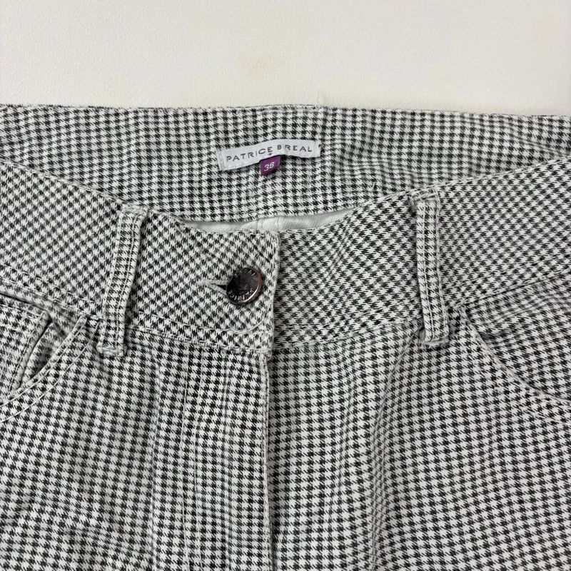 black and white cropped gingham capri trousers
