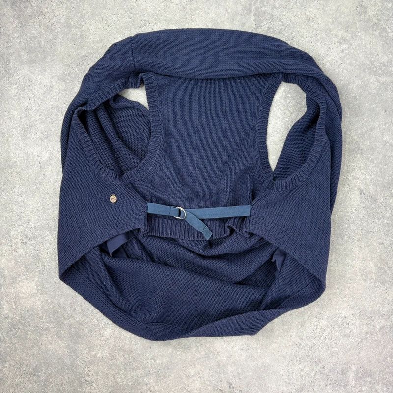Navy knitted slouchy draped neck vest sweater