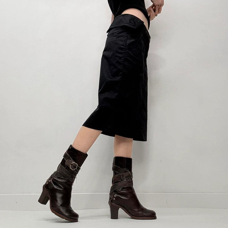 black cop copine fold over skirt