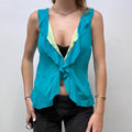 silk ruffle blouse vest
