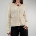 cream ribbed knit 100% silk slouchy cardigan