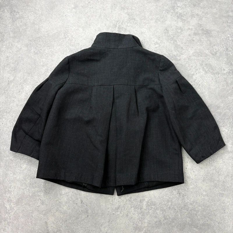 Grey structured boxy high neck jacket