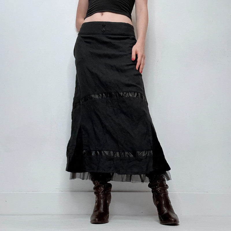 black lace gothic fairy maxi skirt