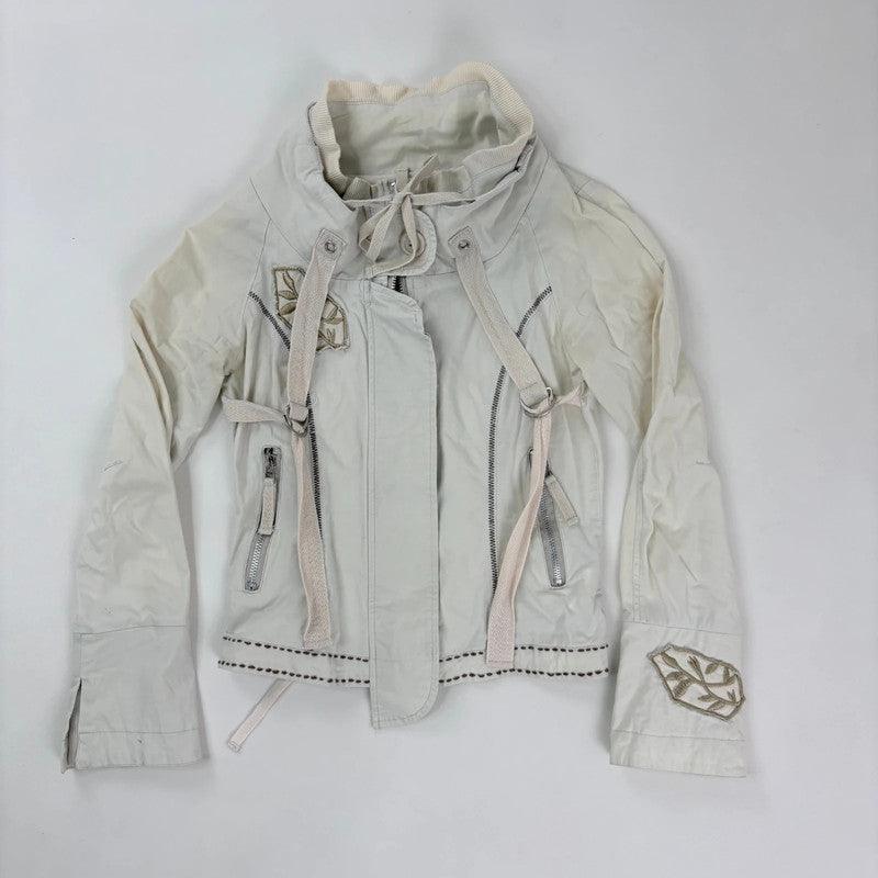 cream utility cropped fitted jacket