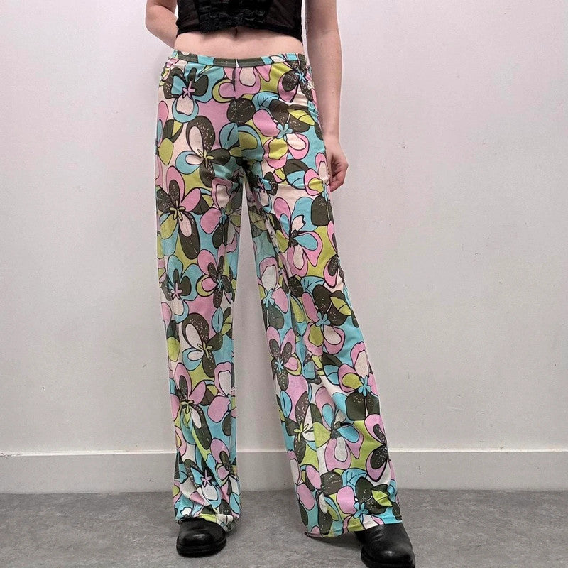 mesh sheer wide-leg pants