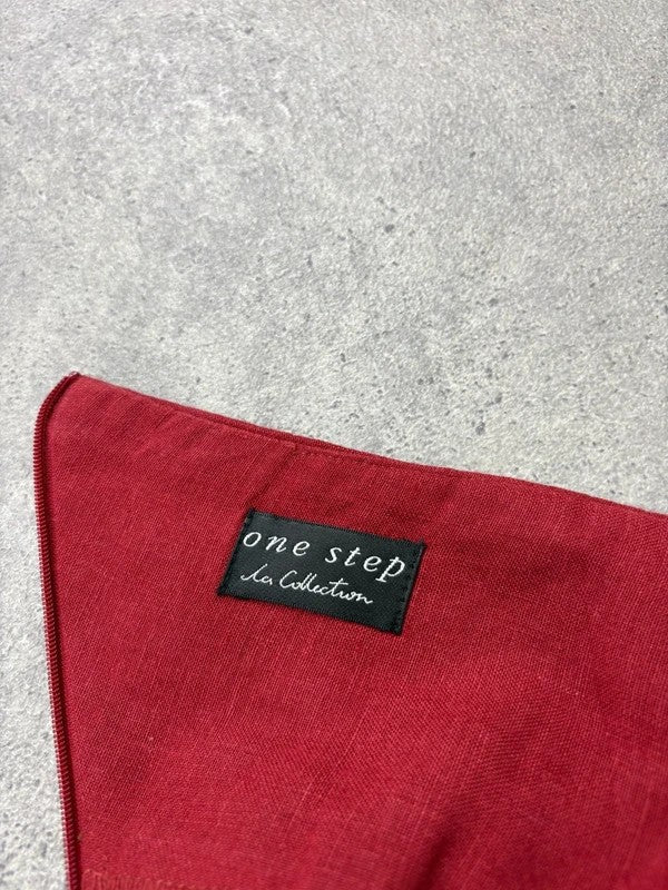 red linen bias cut asymmetric maxi skirt
