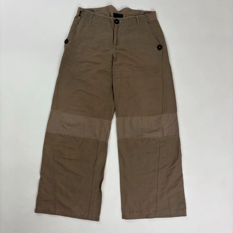 low rise khaki wide leg utility pants