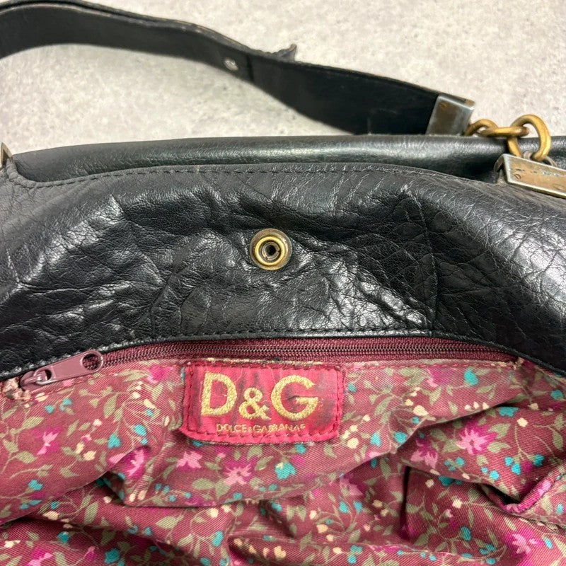 Dolce and Gabanna black leather Y2K handbag