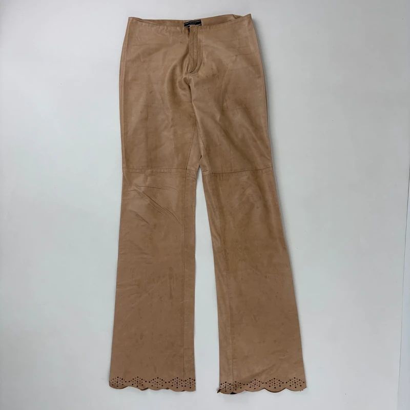 Joseph tan leather stright leg trousers