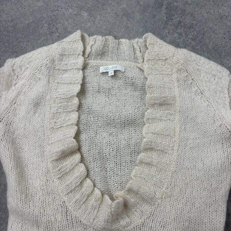 cream mohair knit slouch low neck jumper