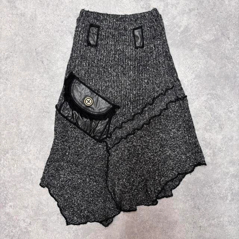 Ribbed asymmetrical maxi skirt