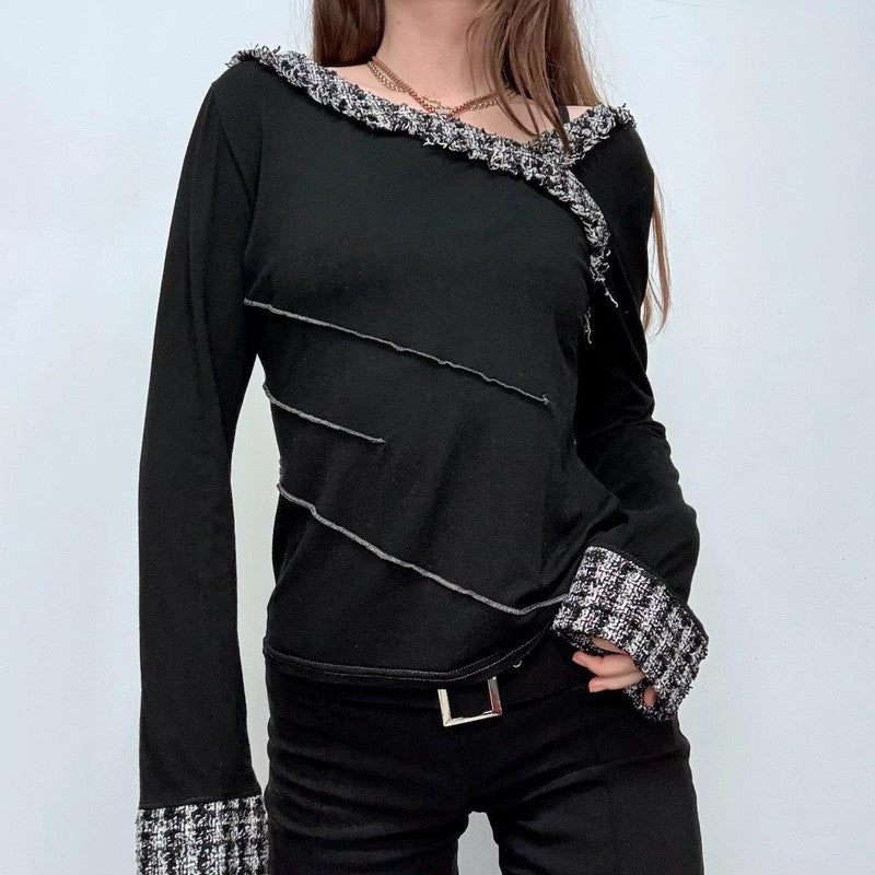 black flared asymmetric t-shirt