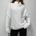 white batwing slouchy cotton knitted jumper