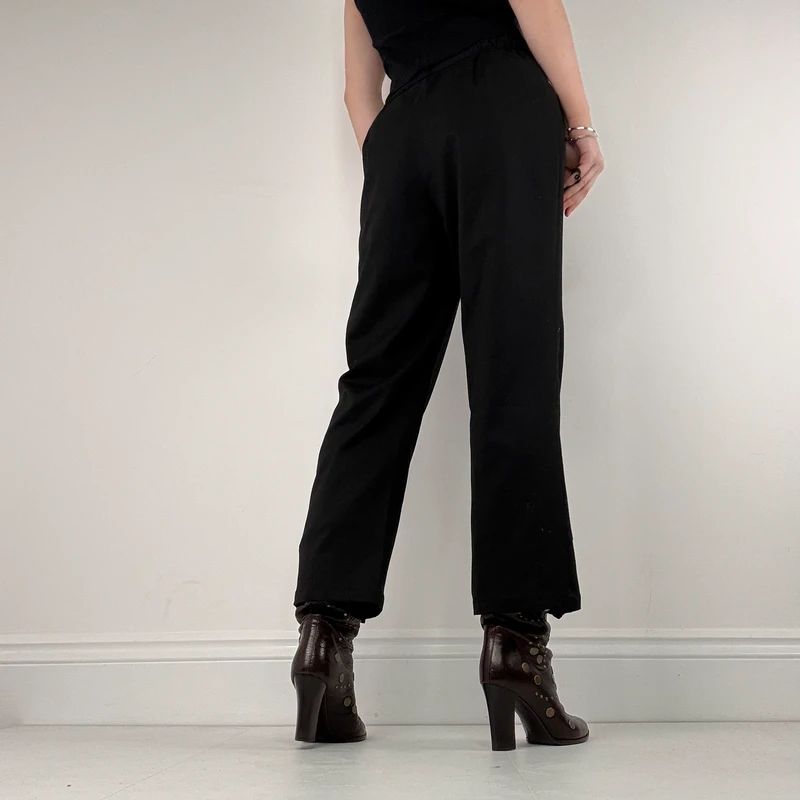 black asymmetric button grunge trousers
