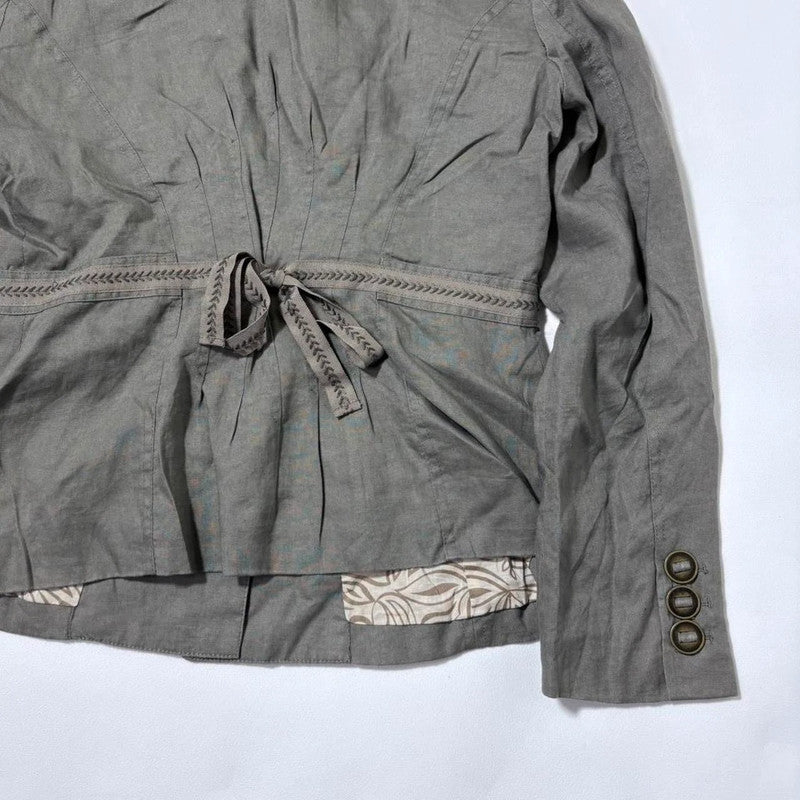 khaki utility fitted flared jacket