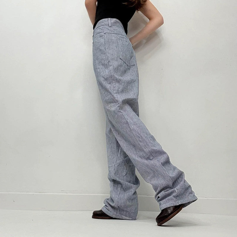 slouchy baggy pinstripe jeans