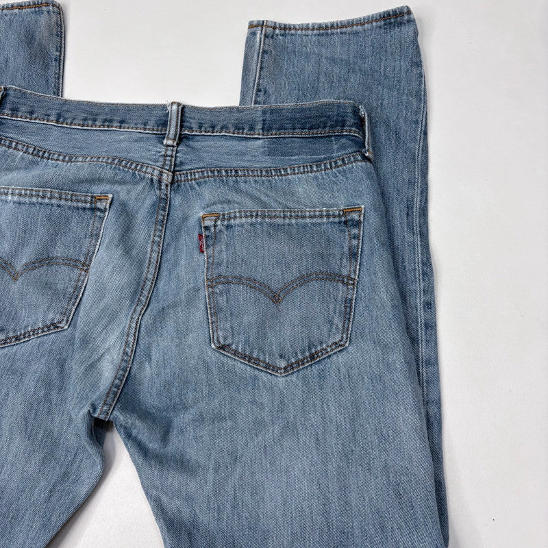 distressed light wash straight leg Levis