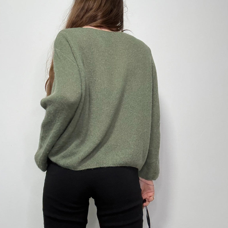 oversized slouchy green mohair jumper