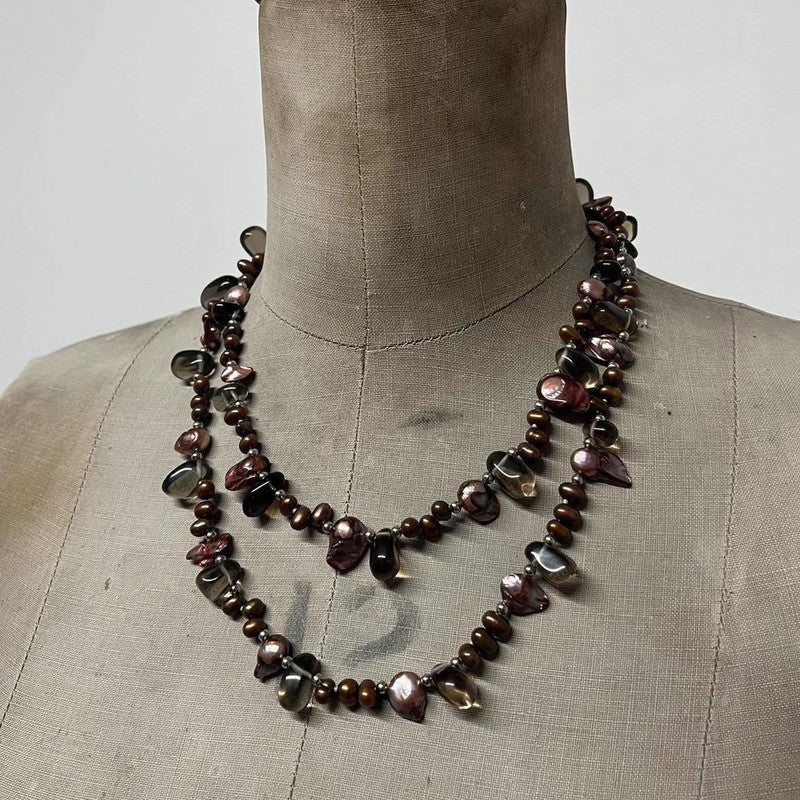 grunge pearl crystal necklace