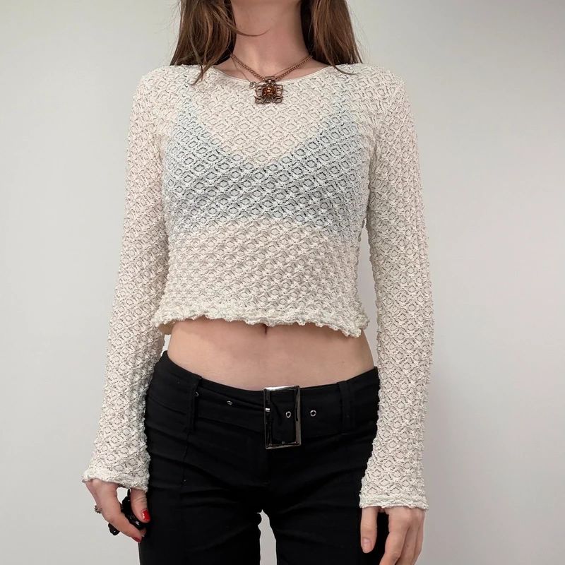Lace Textured Ruffle Top