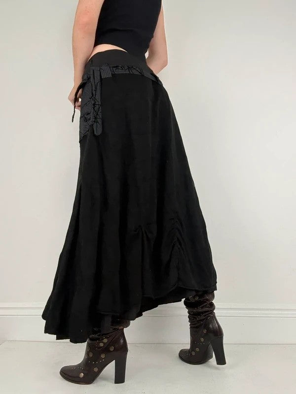 black pinstripe layered grunge maxi skirt