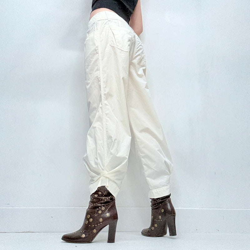white low rise cop copine trousers