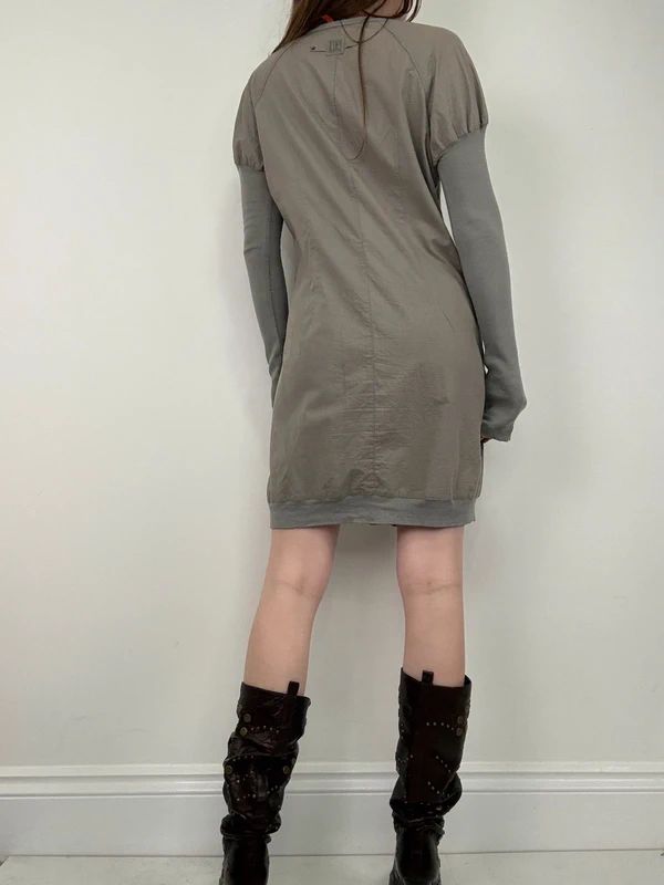 khaki Cop Copine long sleeve puff utility dress
